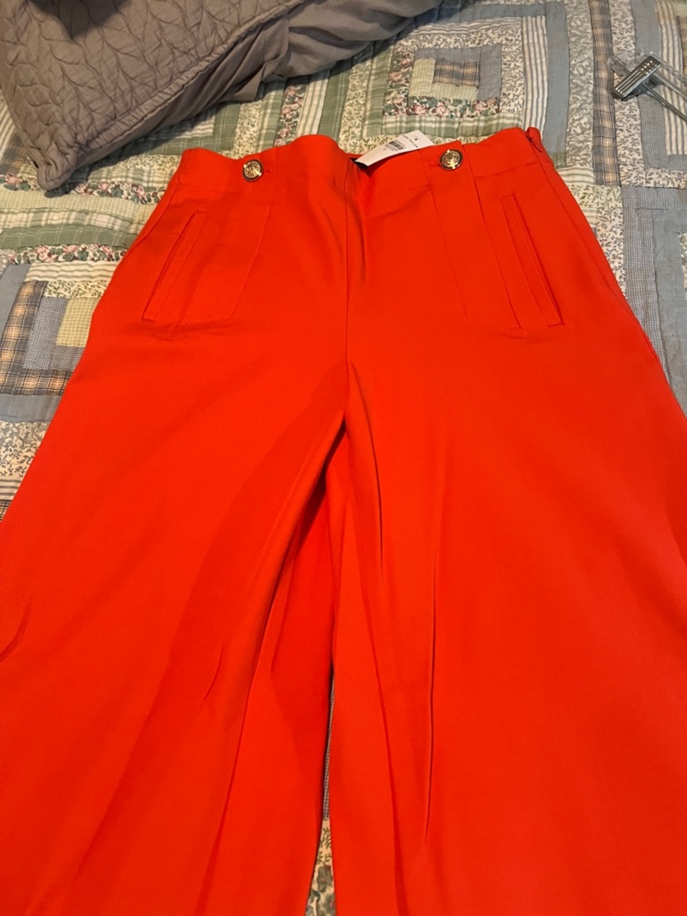 Wide-Leg High-Waist Pants in Bright Red from Ann Taylor